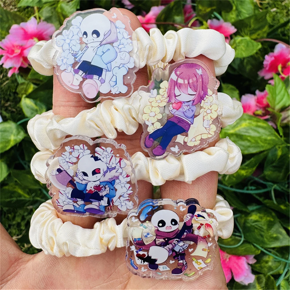 Jeu Undertale Frisk Sans Cosplay accessoires acrylique chouchous cheveux chouchou femmes solide queue de cheval chapeaux élastiques cravates bandes
