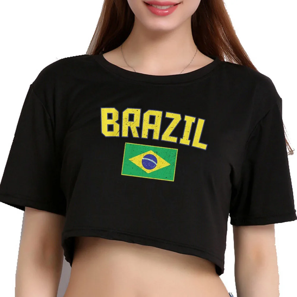Brazil crop top ladies emo baddie kawaii harajuku scene  shirt gothic summer cute scene  alternative