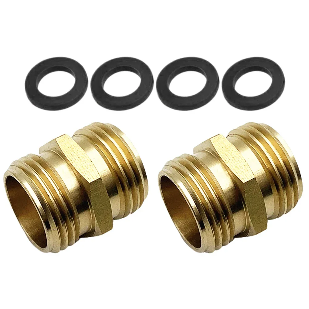 

Efficient Watering with Brass Garden Hose Adapter Male to Male Quick Connector Makes Garden Tasks Easier 2 Pack 3/4 Inch