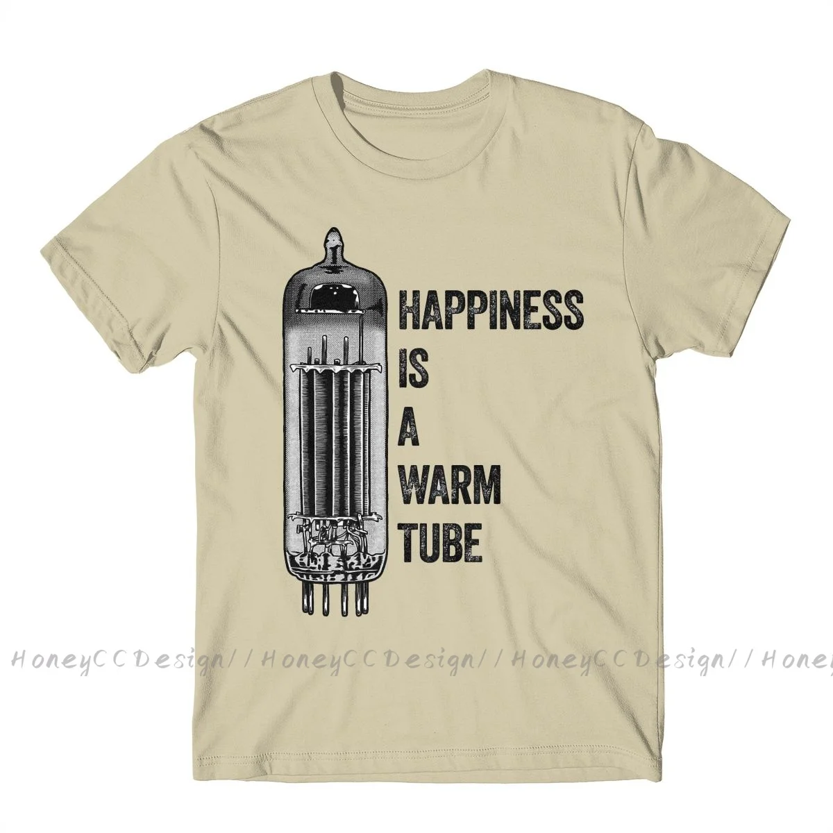 Vacuum Tube Happiness Is A Warm Tube, Vacuum Tube, Valve Print Cotton T-Shirt Camiseta Hombre For Men Fashion Streetwear Shirt