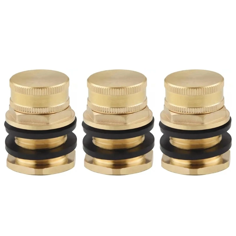 

3PCS Secure Copper Water Tanks Connector Brass Bulkhead Fitting with Rubber Washer 1/2" Female Thread to 3/4" GHT Male