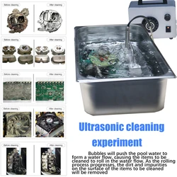 Ultrasonic cleaning machine 600W, suitable for 5-30L water capacity, 304/316 stainless steel, with bubble rinsing, time 1-120