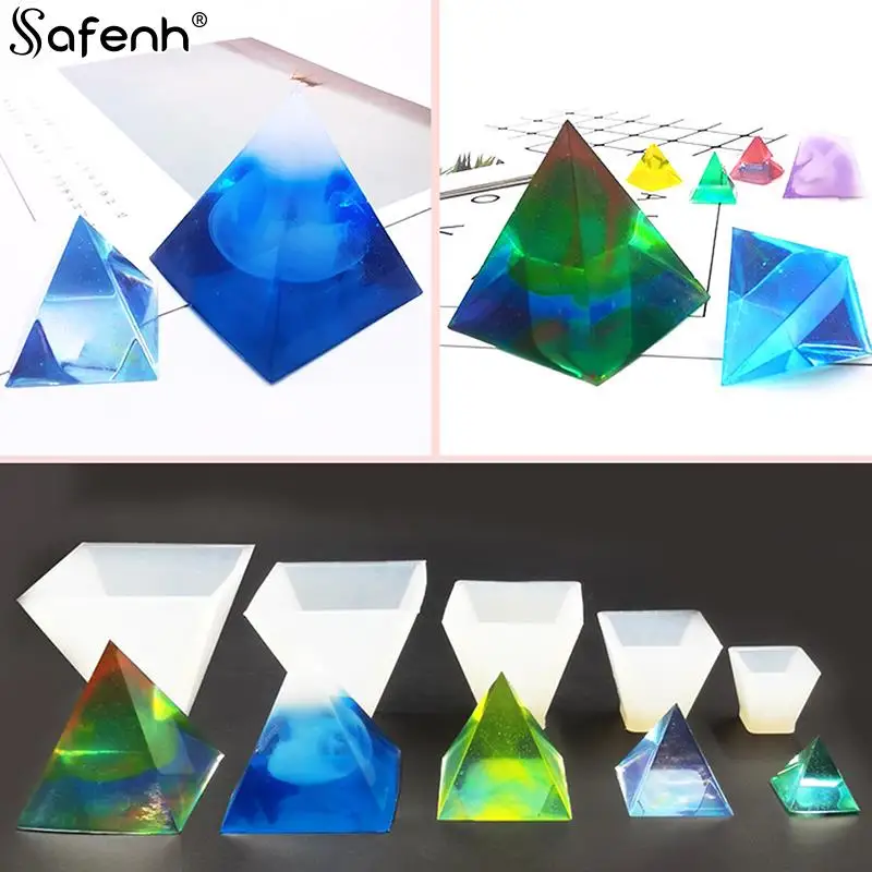 1pcs DIY 20mm-60mm Pyramid Crystal Epoxy Resin Mold Pyramid Triangle Quicksand Silicone Mold  resina epoxi transparente