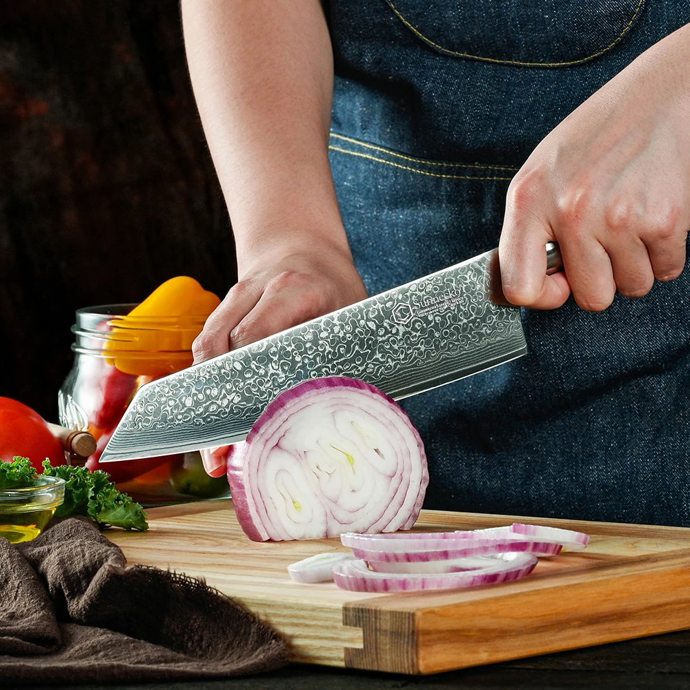 سكين Sunnecko دمشق 8 بوصة سكين Kiritsuke فائق الحادة VG10 دمشق الصلب سكين الشيف الياباني أدوات القطع أدوات الطبخ