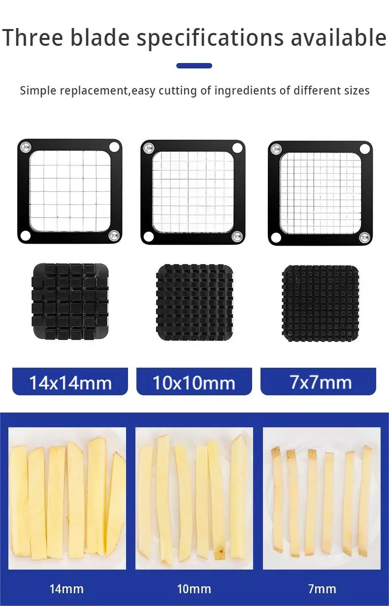 Elektrische roestvrijstalen automatische snijder voor groente, fruit, aardappel, ui, komkommer, wortel, zoete aardappel snijden