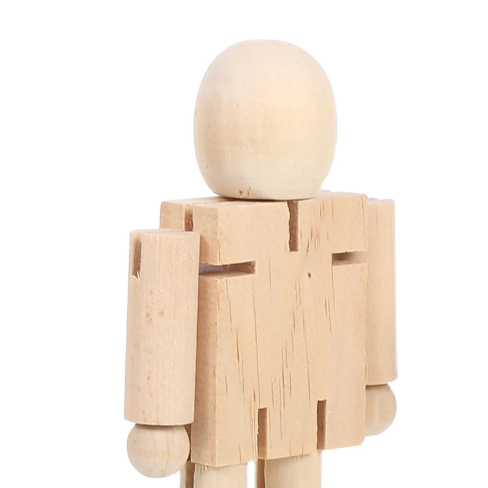 4 قطعة أوتاد روبوت خشبية غير مكتملة وصلات متحركة مجموعة أدوات رسم يدوية للأطفال مشاريع فنية لرياض الأطفال شخصيات روبوت قابلة للطلاء #5