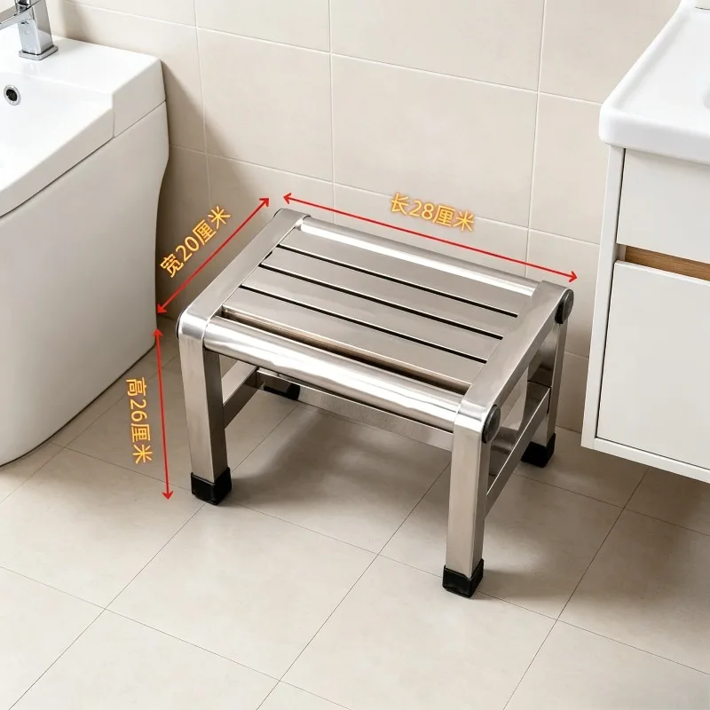 Heavy Duty Stainless Steel Small Stool Anti-slip Square Foot Rest Stool For Bathroom Home Use image 3