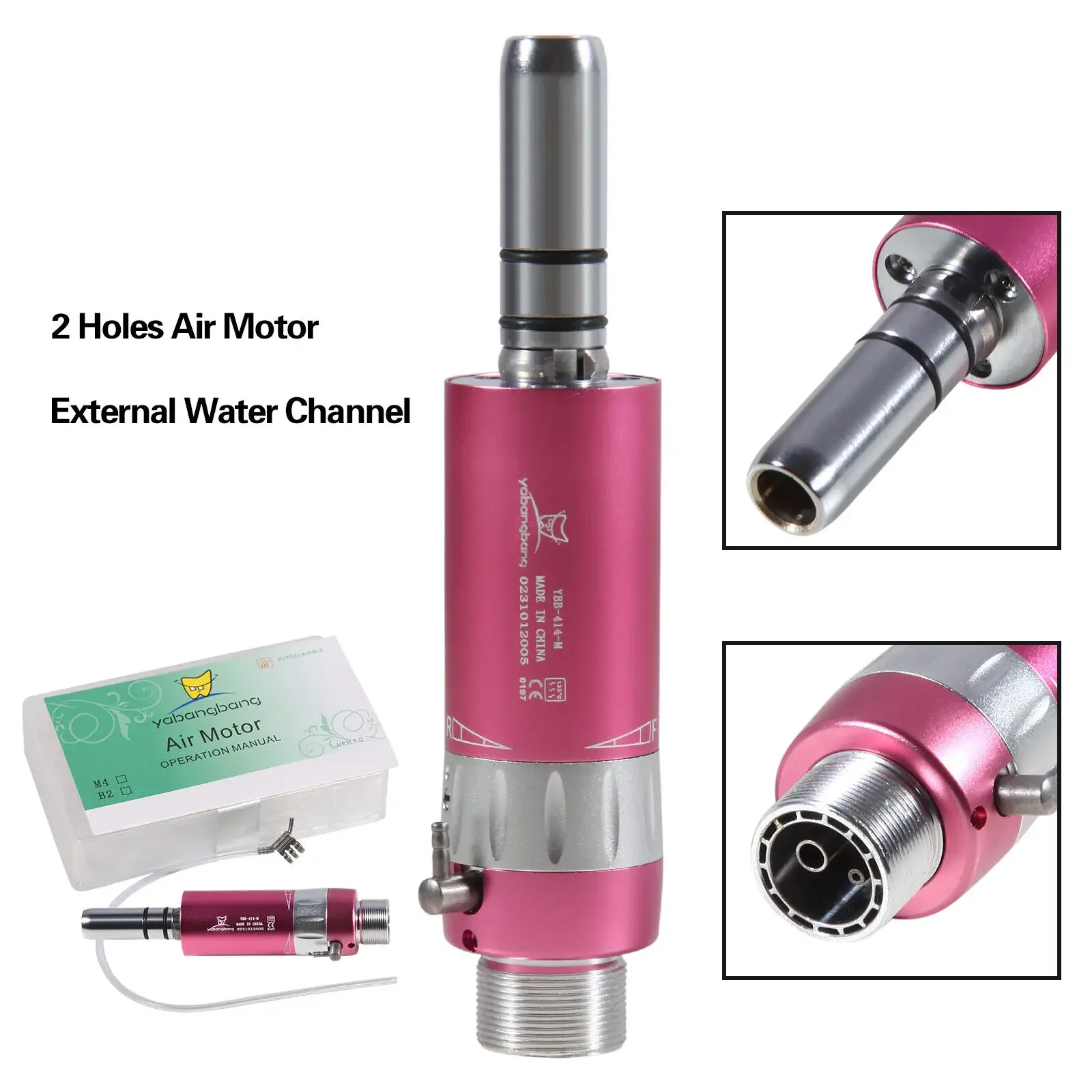 

NSK Style Dental E-type Slow Low Speed Air Motor 2Hole Handpiece Pink Color