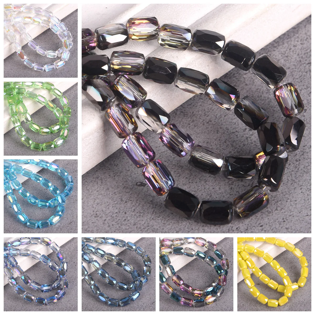 20pcs Cylinder Shape 8x6mm Shiny Colorful Faceted Crystal Glass Loose Beads For Jewelry Making DIY Crafts Findings