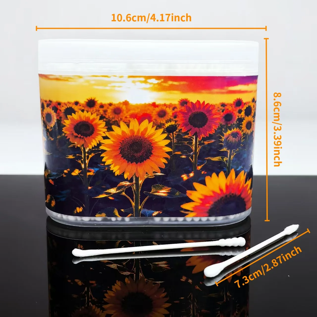 600 قطعة من مسحات القطن المزدوجة الأطراف بنمط عباد الشمس، "مولد نحو الشمس" تحت عنوان مسحات قطنية ذات عمود نحيف مزدوج الأطراف