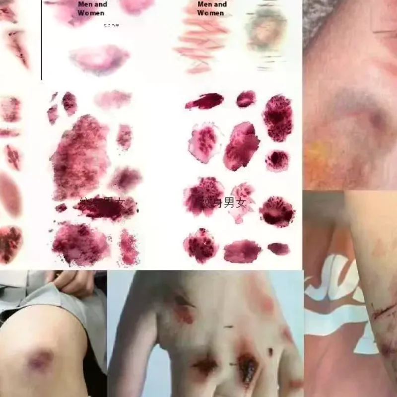 

4 Sheets Halloween Wound Bruising Temporary Tattoos Cosplay Waterproof Arm Ankle Scar Tattoo Stickers Lasting Fake Tattoo