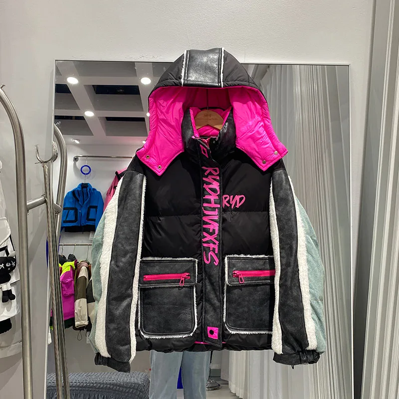 Winter Dikke Warme Donsparka Vrouwen Streetwear Print Donsjack Mode Harajuku Casual Oversize Jas Winter Capuchon Uitloper