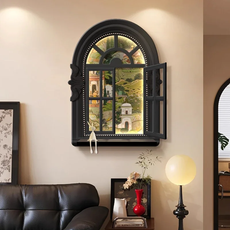 

3D three-dimensional living room decorative painting French antique false window sofa background wall hanging painting