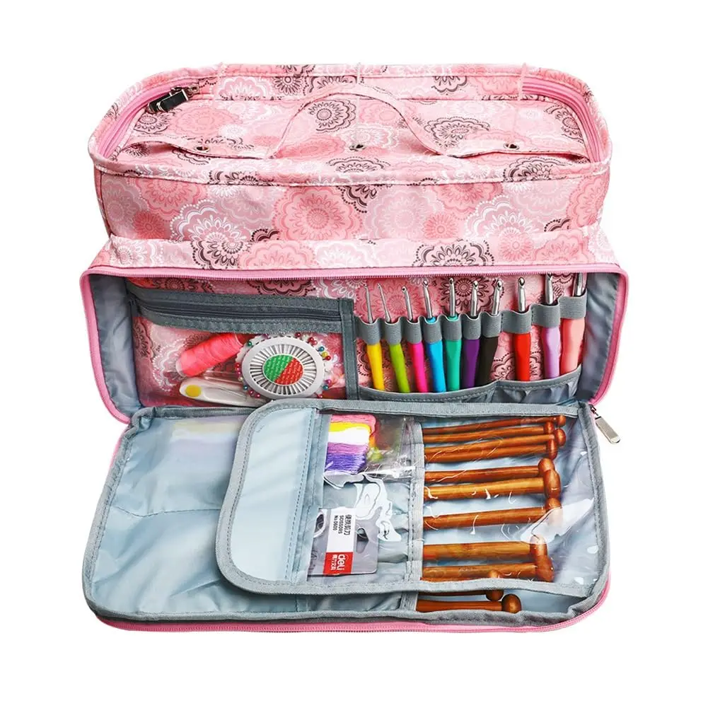 Sac de rangement de fil en tissu Oxford, fourre-tout multifonctionnel pour tricot au Crochet, grande capacité, accessoires pour aiguilles à coudre, étui uniquement