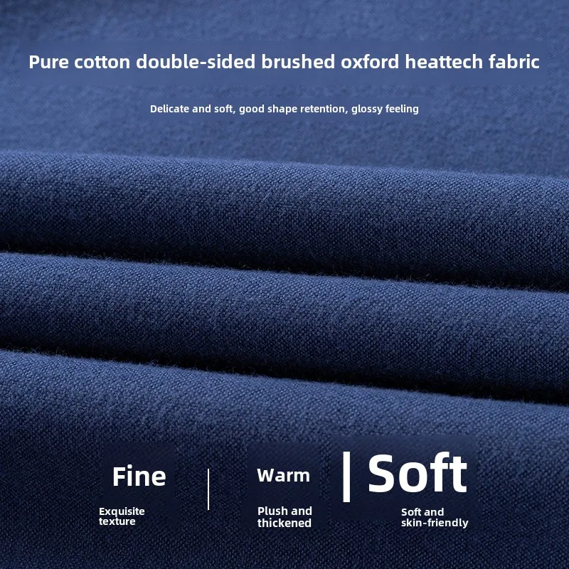 Mens Brushed Long Sleeve Fleece Oxford Shirts Single Pocket Soft Comfortable 2024 Casual Fashion Standard Fit Warm Button Shirts image 3