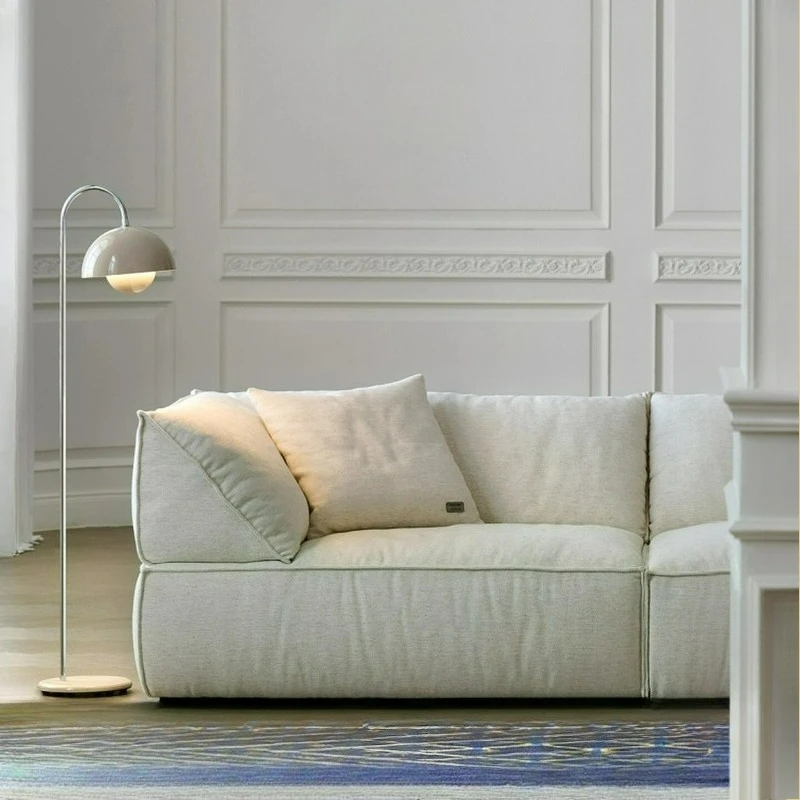 

Sofa light French wabi three-person cotton and linen fabric sofa