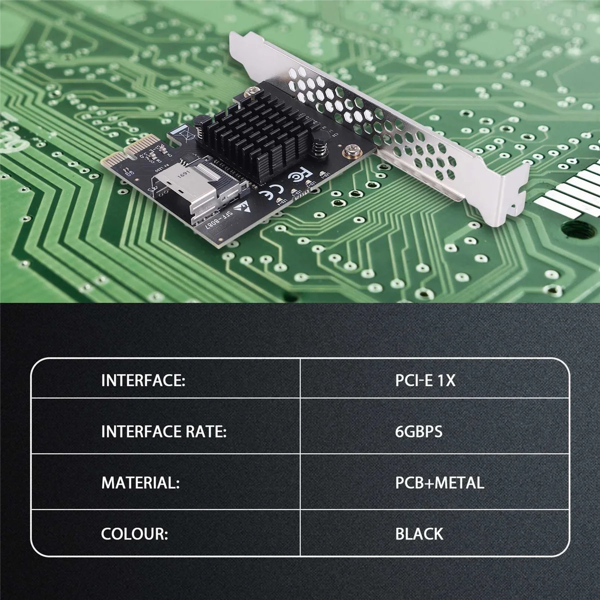 Chia 마이닝용 PCIE 라이저 카드, PCIE 1X to Mini SAS SFF-8087, SATA 3.0 어댑터 카드, 하드 드라이브 확장 카드, 6Gbps