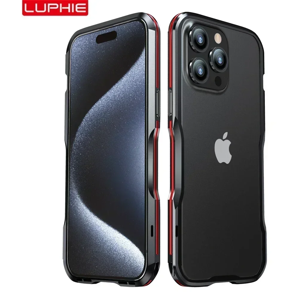 

LUPHIE Metal Bumper For iphone 15 Pro Max Alloy Frame 14 Plus 13 Mini 12 11 XS XR Light Weight Aluminum Shockproof Case Cover