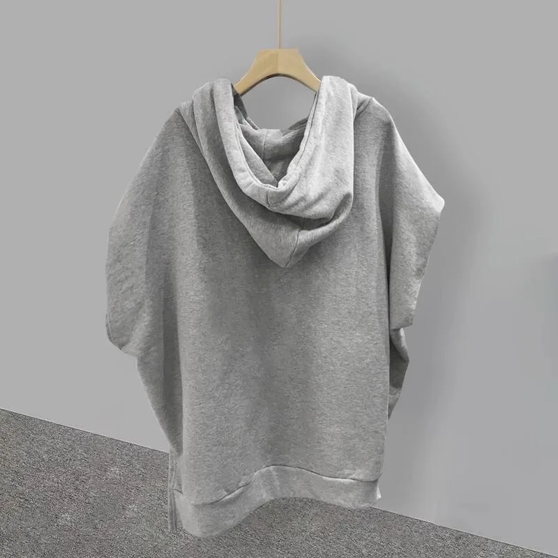 Sleeveless Hooded Sweater for Men and Women Monochromatic Zipper Loose Tank Top Korean Style Summer New Extra Large 150kg 2024