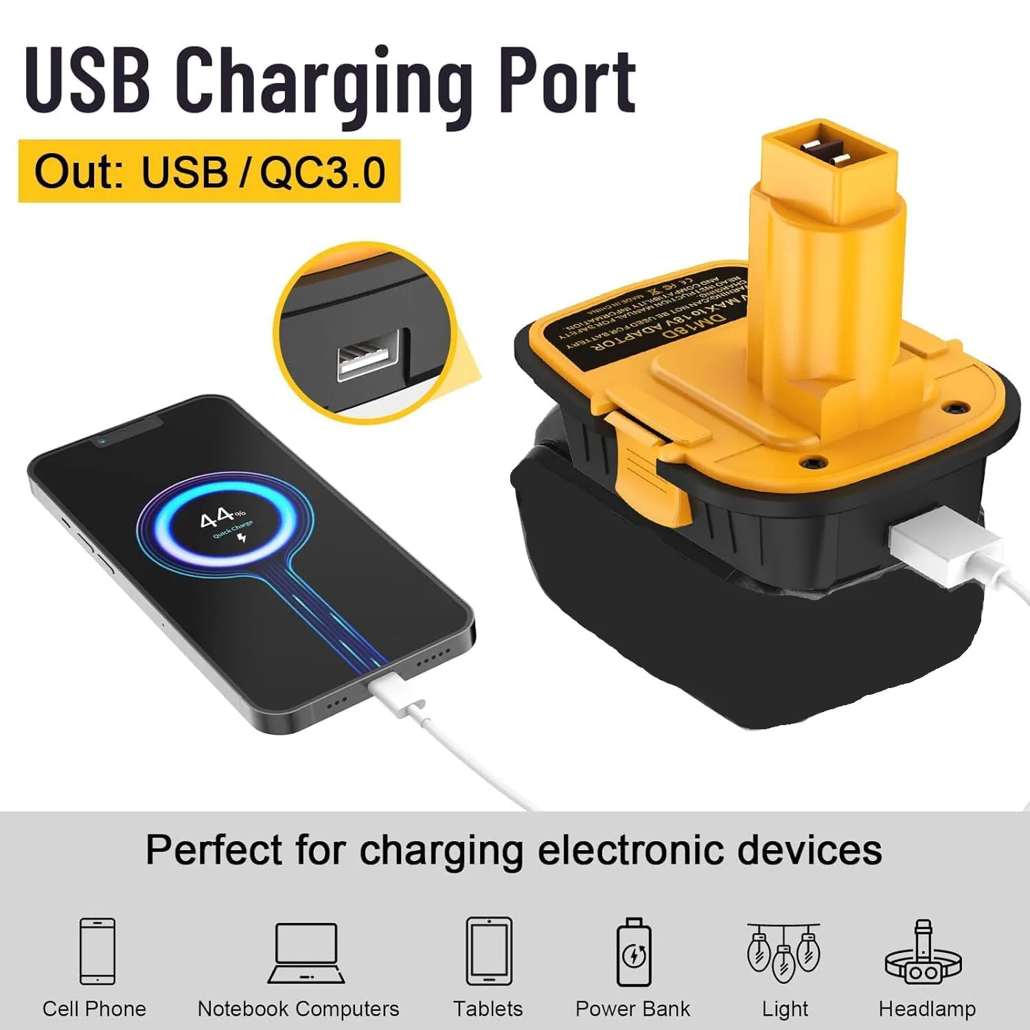 DM18D Battery Adapter with USB Convert for DeWalt 20V&Milwaukee 18V Lithium Battery to For DeWalt NiCad&NiMh Battery Power Tools view 5