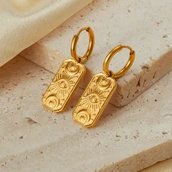 Fashion Square Shape Drop 18k Gold Color Stainless Steel Waterproof Huggie Hoop Earrings Women Charms Daily Jewelry High Quality
