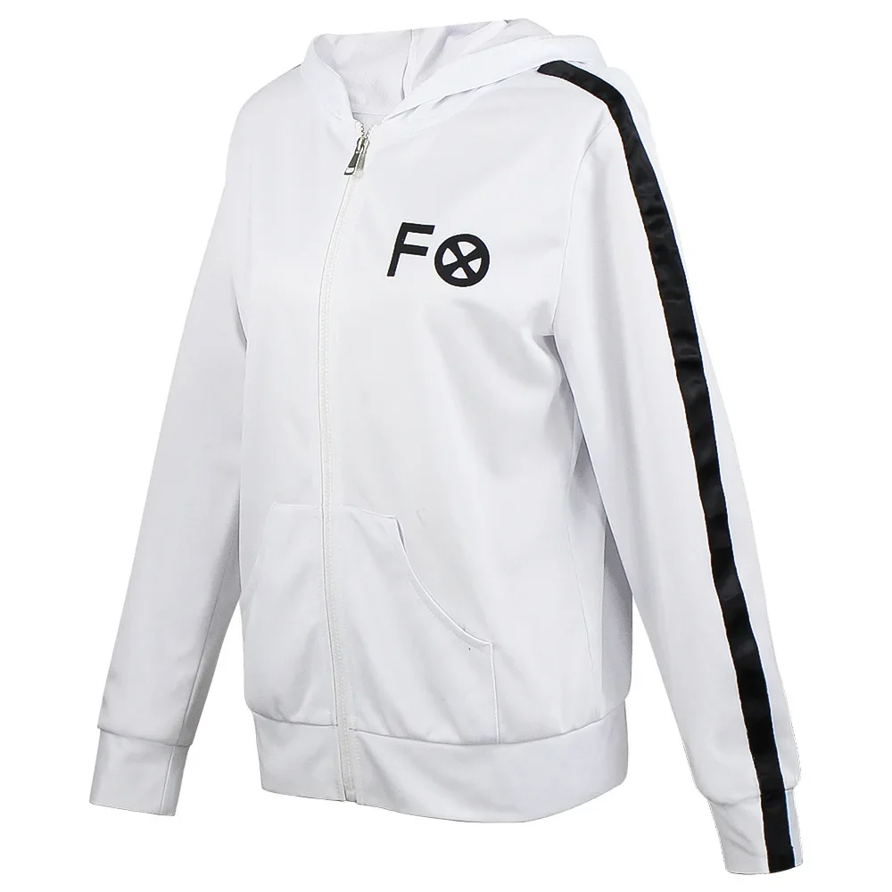 أزياء أنيمي كيمونو جيهين كون التأثيرية سترة الزي الرسمي معطف أبيض السراويل قفازات حفلة الهالوين سستة مقنعين هوديس مجموعة