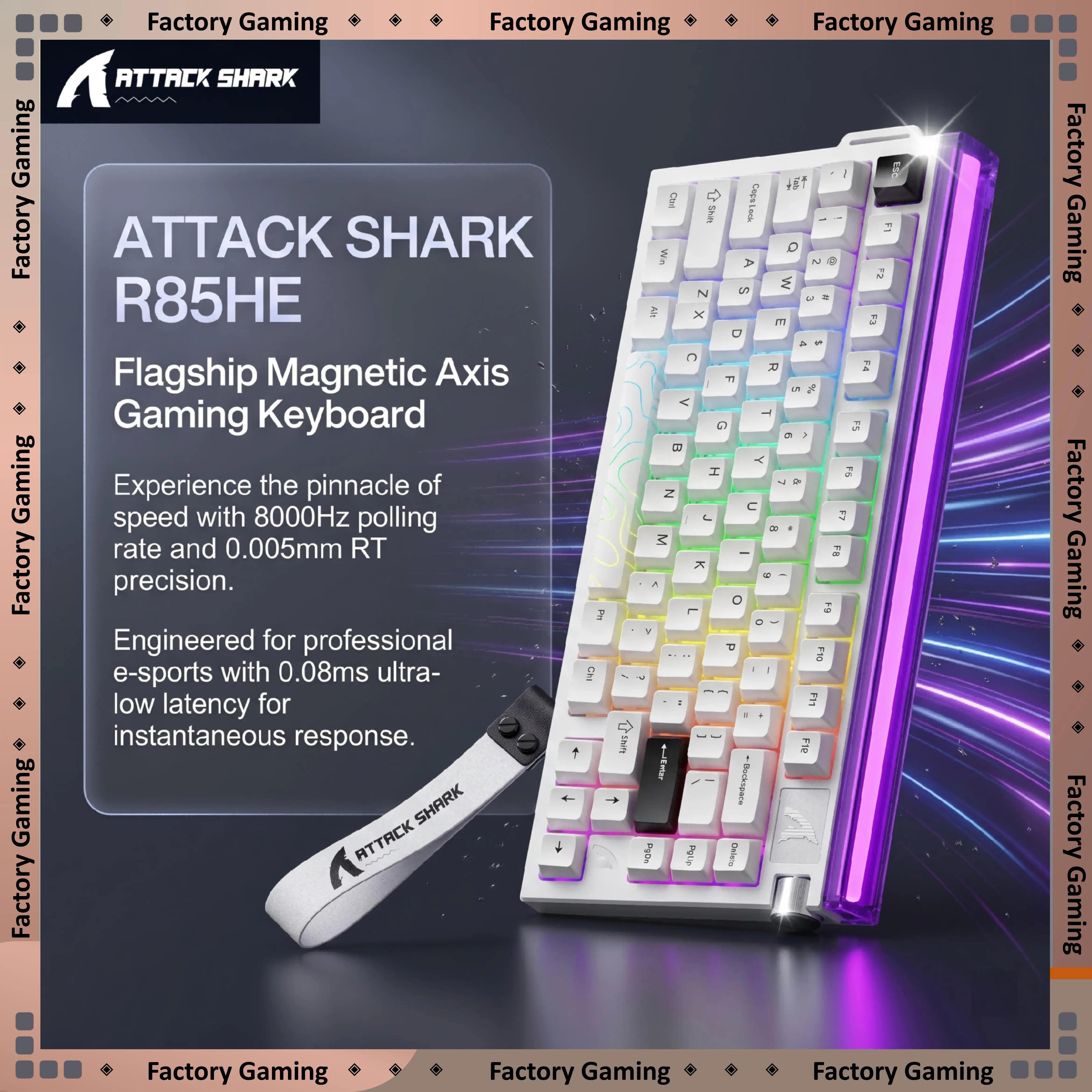 ATTACK SHARK R85HE Magnetic Axis Gaming Keyboard 8000Hz 0.005mm RT Custom RGB Wired Mechanical Keyboard PBT Keycaps for Gamers