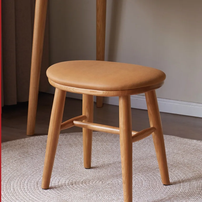 DSA dressing stool soft bag stool bedroom makeup stool household simple shoe change wooden bench