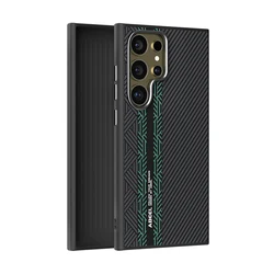 For Samsung Galaxy S24 Ultra Case Slim Rigid Magsafe Magnetic Wireless Charger Carbon Fiber Case Cover Alloy Lens Anti-slip Grip