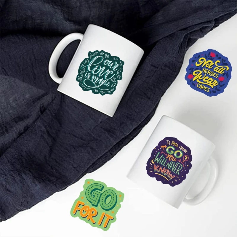 50PCS English Phrase Graffiti Stickers Cartoon Anime Skateboard Guitar Suitcase Fridge Bicycle Laptop Sticker Pack Kids Gift