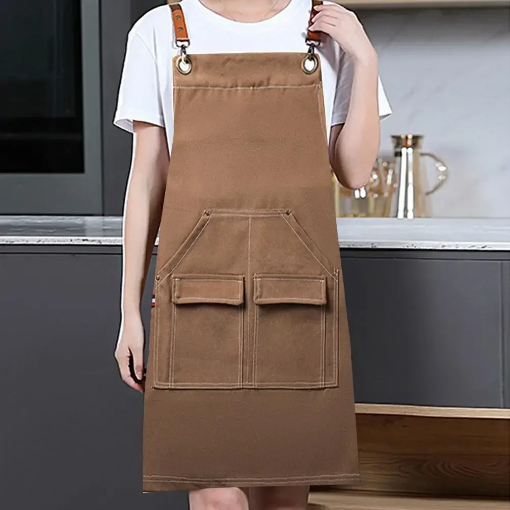 Front Pockets  Thick Firm Stitching Painting Apron Strap Farming Apron Thicken   for Adult