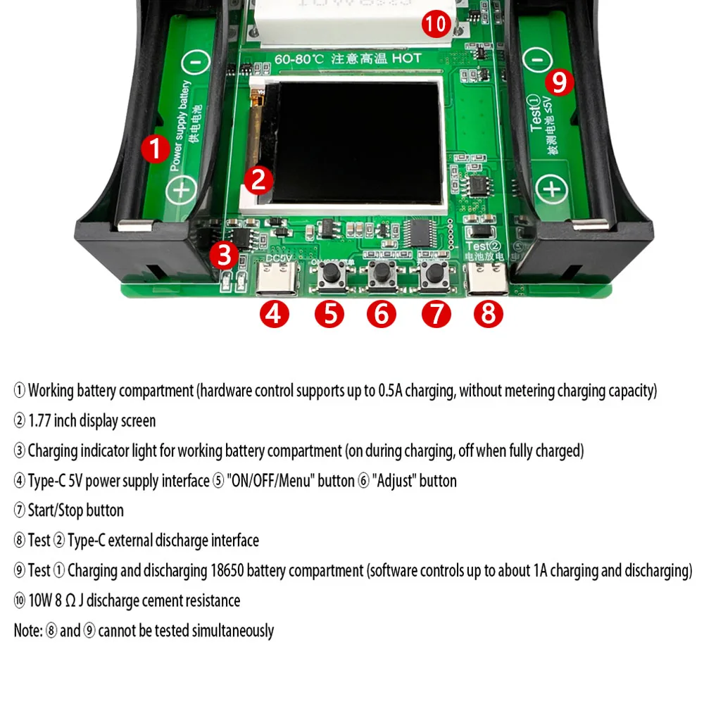 18650 Lithium Battery Capacity Tester Module MAh MWh Digital Battery Power Detector Module 18650 Battery Tester