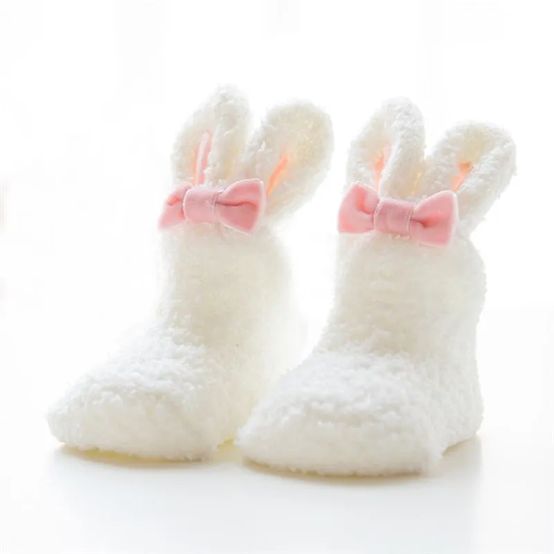 0-24Month Coral Fleece Baby Girls Socks Newborn Soft Cute Rabbit Baby Socks For Girls Fashion Winter Thick Warm Sock 2023 New