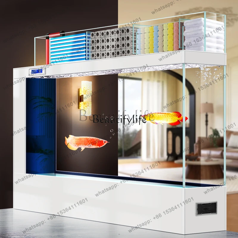 45Double filter household living room fish tank screen partition water-free ultra-white glass floor, ecological aquarium