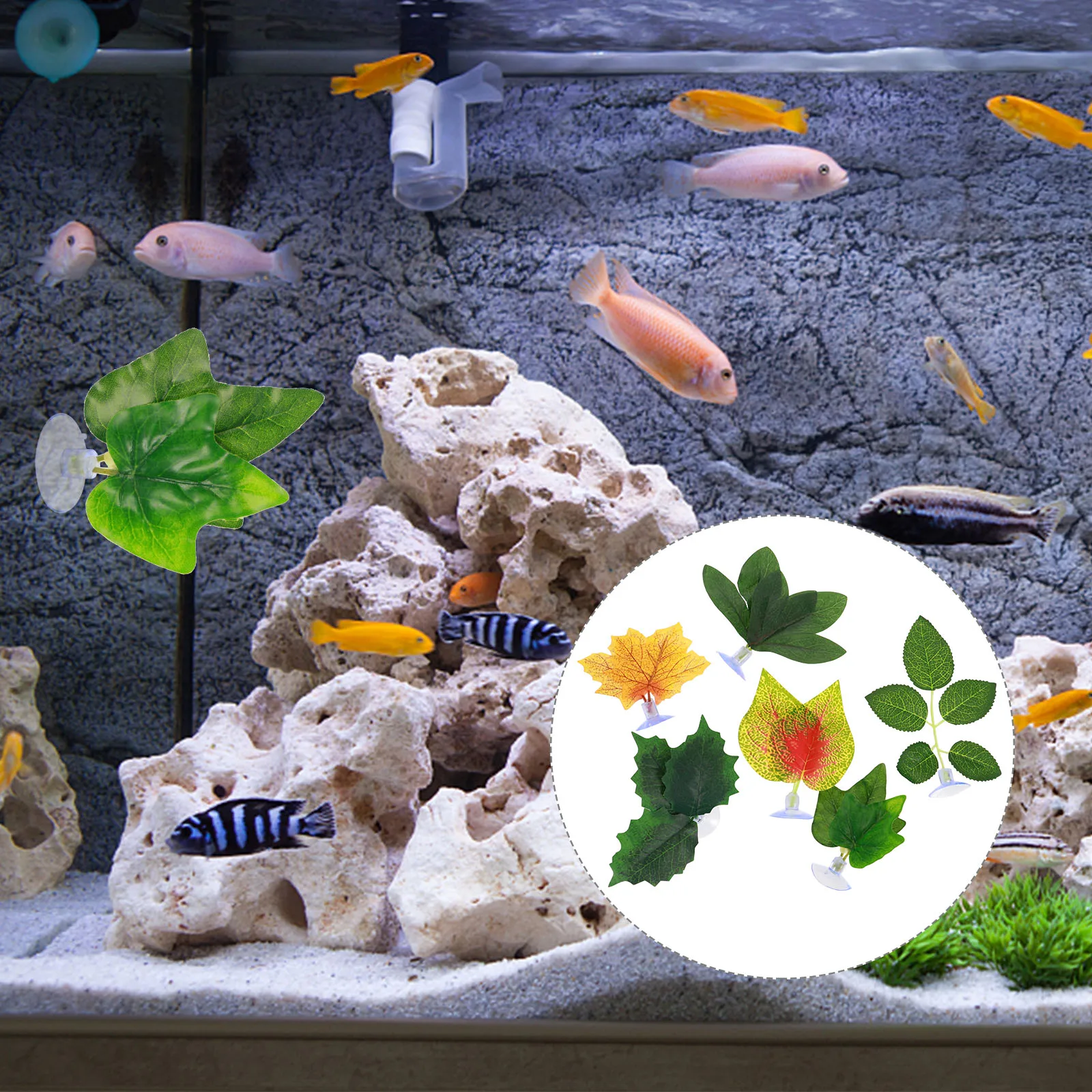 

6 Pcs Simulation Leaves Decorations Realistic Shape Micro Landscape DIY Aquarium Fish Tank Plastic Plants ArtificialAquarium