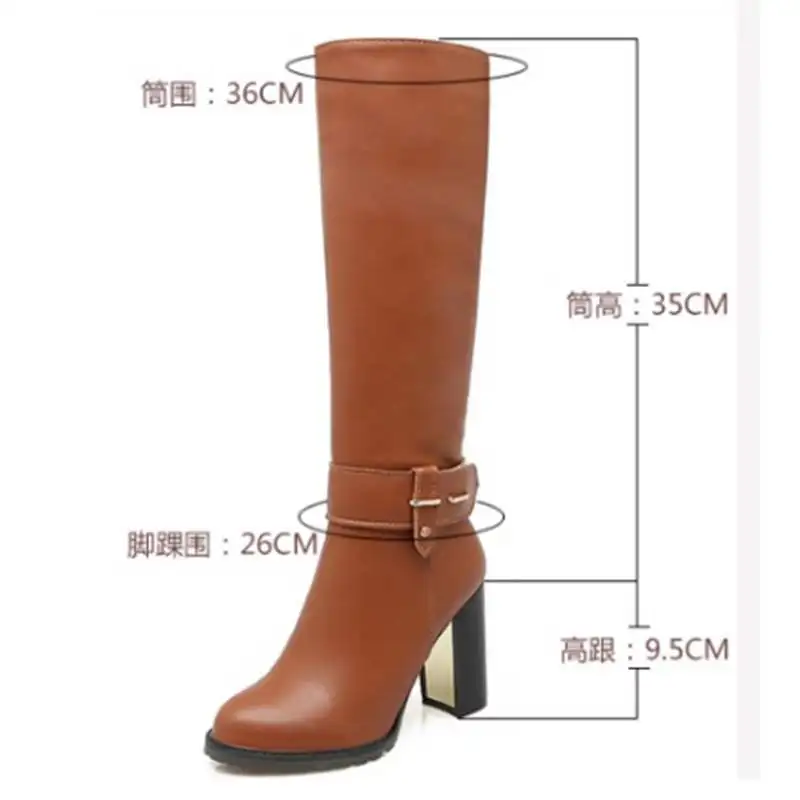 REAVE CAT Women knee boots  Round toe Fashion botas mujer footwear shoes High heel Boots pu leather A1271