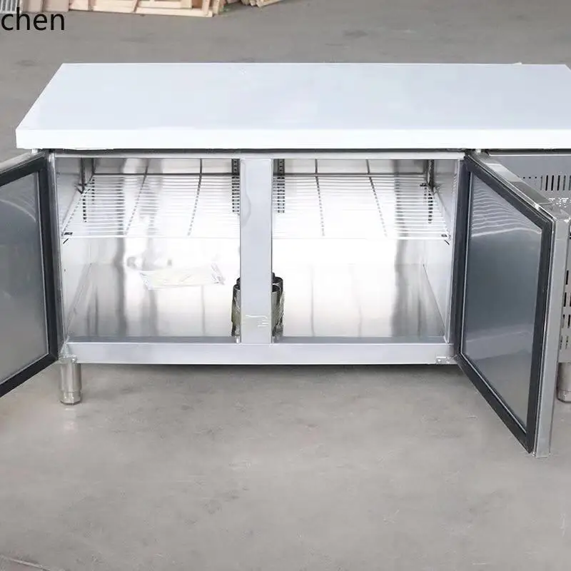 LXC banco de trabajo refrigerado refrigerador congelador consola de mantenimiento fresco de acero inoxidable cocina horizontal congelador plano barra de agua