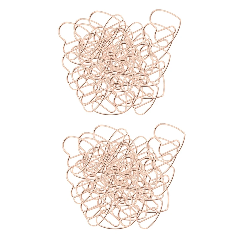 200 Pieces Love Heart Shaped Small Paper Clips Bookmark Clips For Office School Home Metal Paper Clips Rose Gold