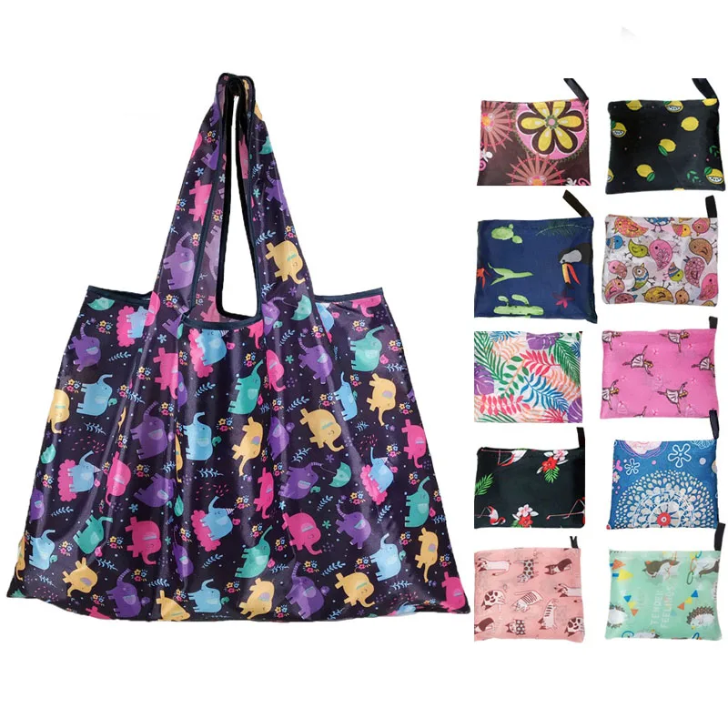 Reusable Shopping Bags Foldable Large Size Women Shopping Bags Totes Heavy Duty Washable Cloth Grocery Bags Eco-Friendly Bags