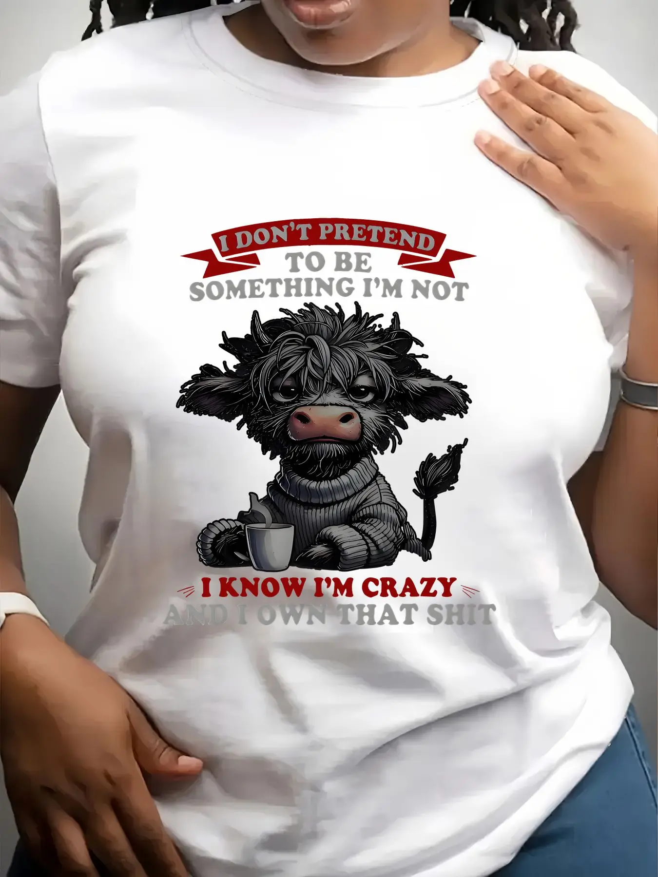 Women's Trendy Crew Neck T-Shirt I Don'T Pretend to Be Something I'M Not I Know I'M Crazy and I Own That  Suitable for Casual Sportswear