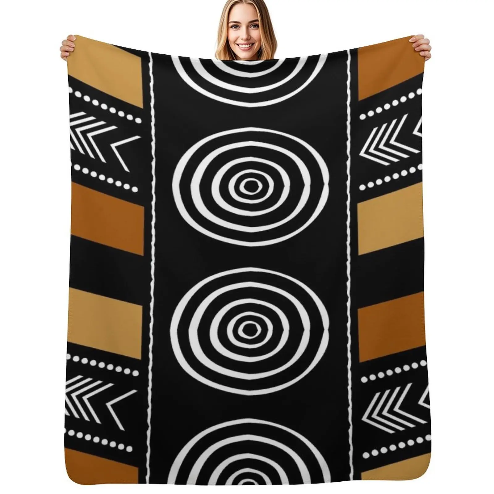 

African Mud Cloth Artwork Throw Blanket Stylish Decor Blanket Gift for Friends Roommate