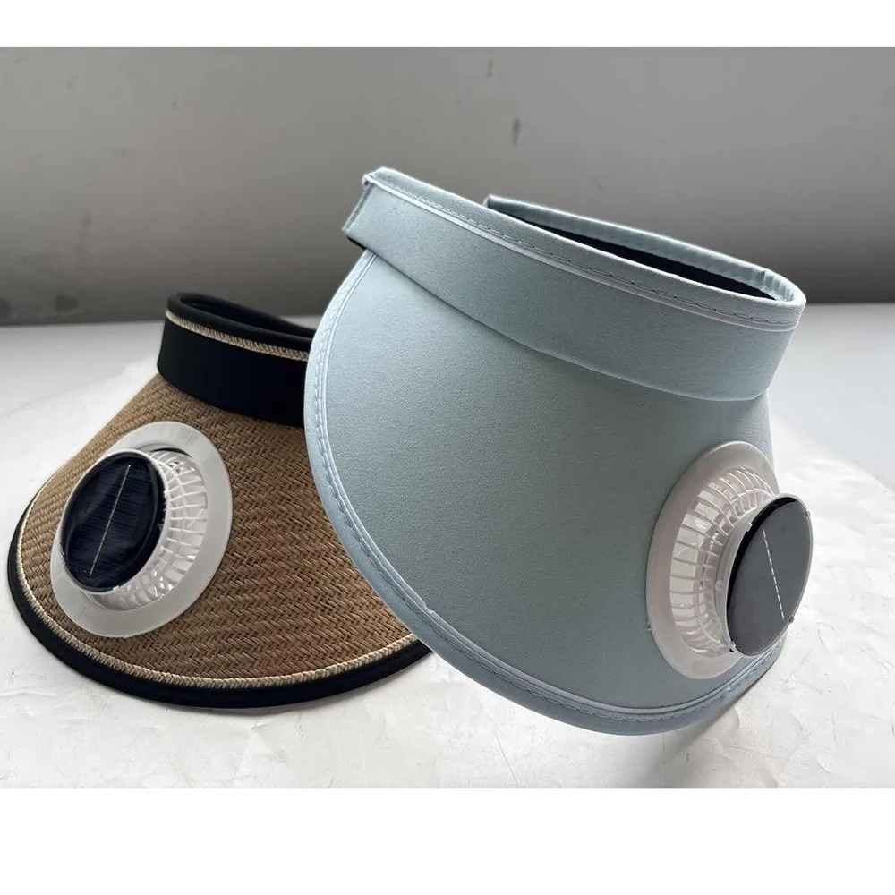 Wide Brim Sun Hat with Fan Solar Powered Fan Breathable Outdoor Visor Hat Sunshade UV Protection Beach Sunshade Hat Beach
