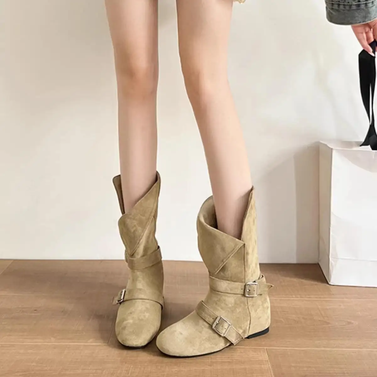 

Женские ботинки Faion на плоской подошве, осенне-зимние, с отворотом, синие, повседневные, с кожаной внутренней отделкой