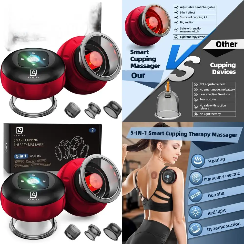 

Smart Cupping Massage Kit with 12 Levels, Red Light Therapy and Heat for Pain Relief and Muscle Soreness