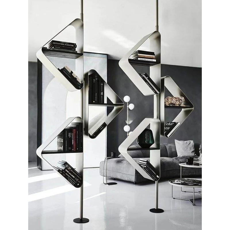 

Creative design shelf, living room entrance partition display rack, stainless steel through-top display rack, medieval bookshelf