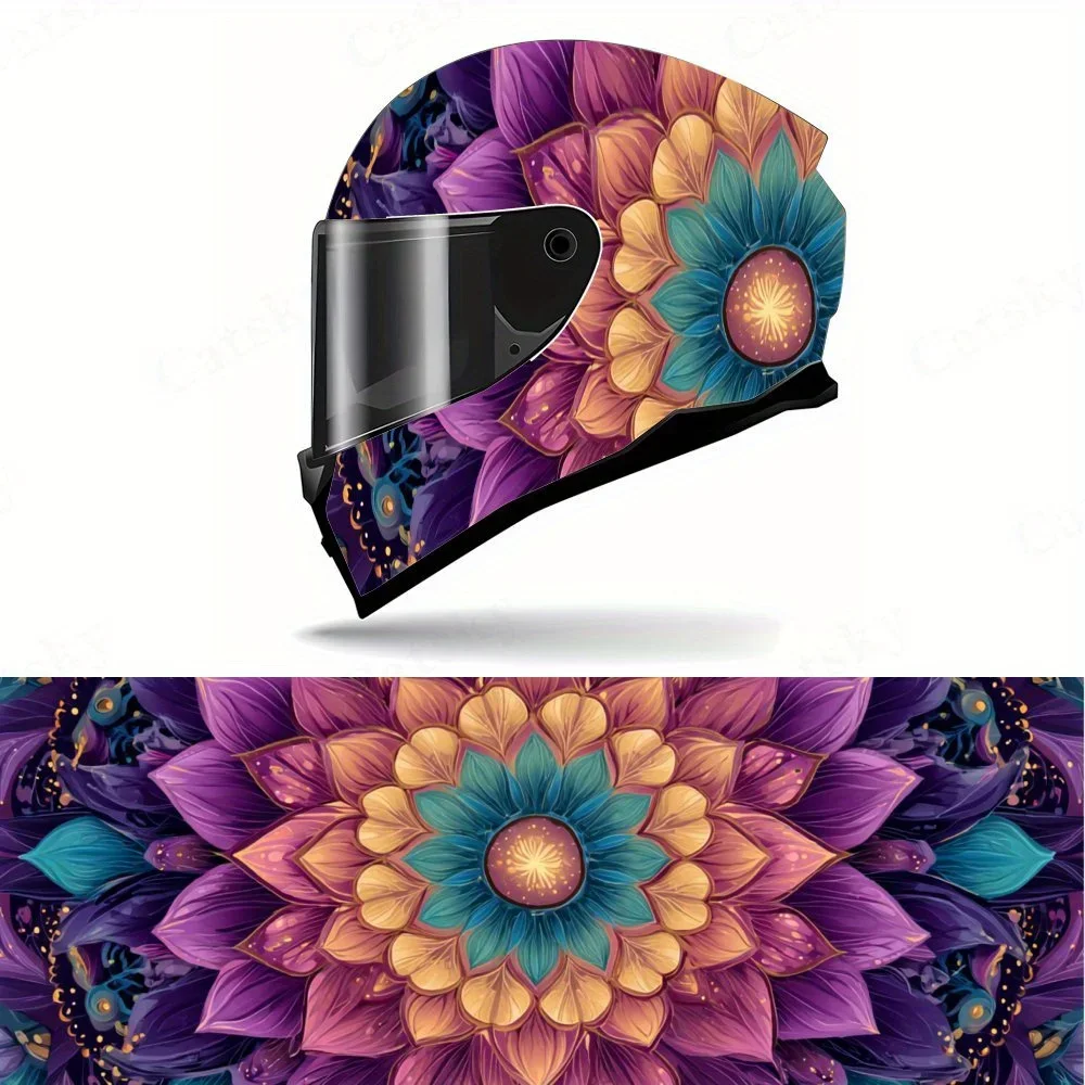 Adesivo Colorido de Mandala Mística para Capacete de Moto, Gráfico de Corrida, Decalque de PVC Autoadesivo à Prova d'Água, Impactante