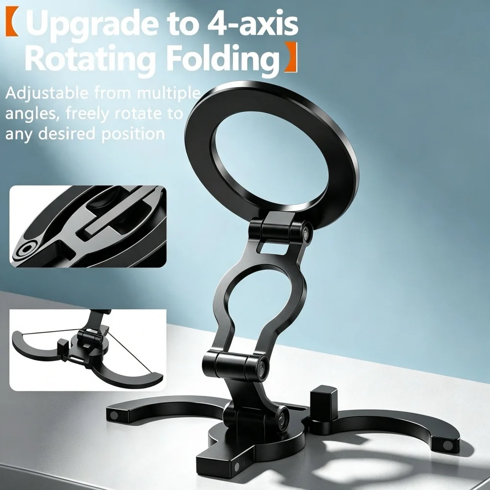2-in-1 Double-Sided Mobile Phone Stand Tripod 360° Adjustable Portable Foldable 1/4" Mount for iPhone 17-13 Desk Gym Vlog Live view 6