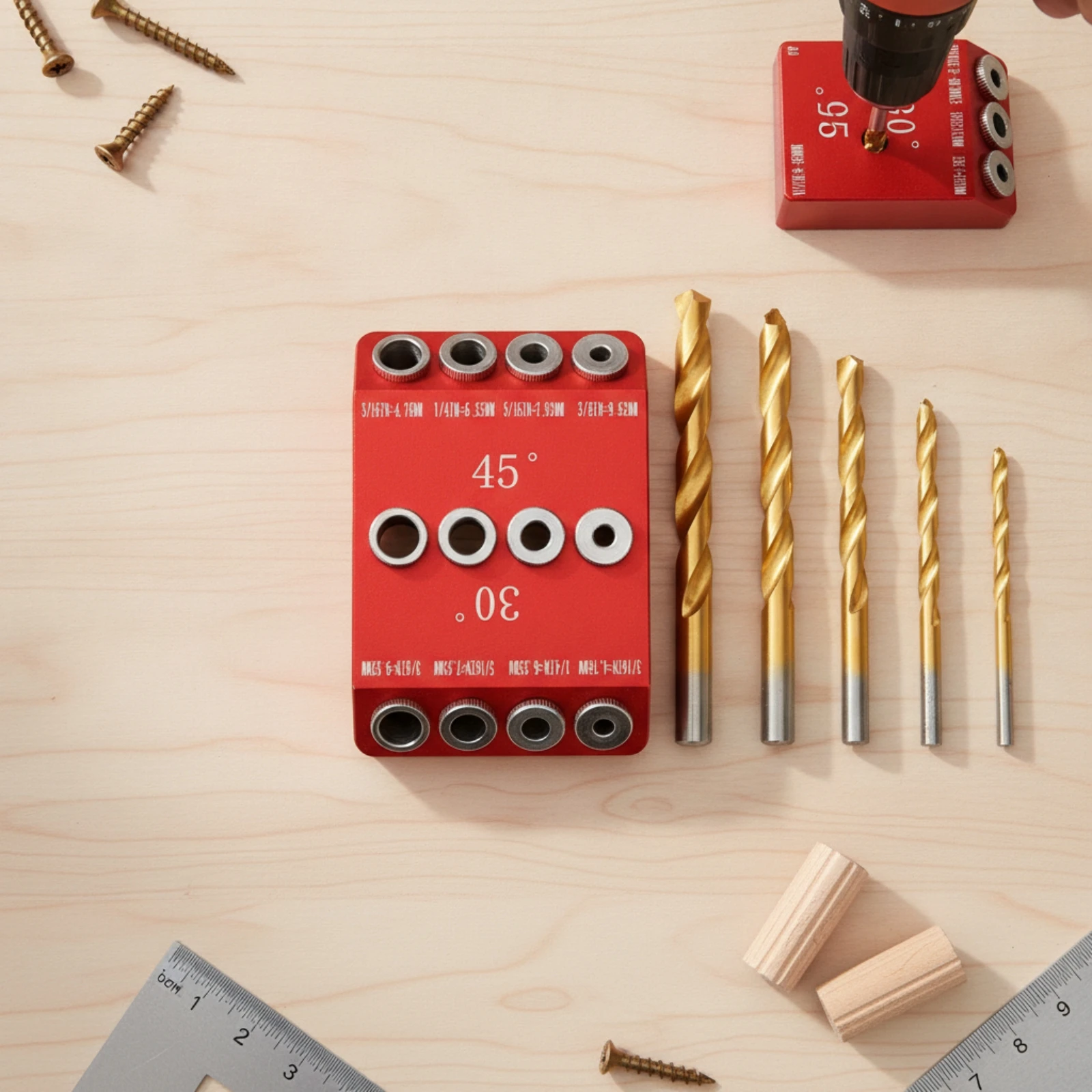 30 45 90 Degree Drill Guide Fixed Angles Angle Drill Guide Drilling Template Metal Straight Holes for Woodworkers, Woodworking
