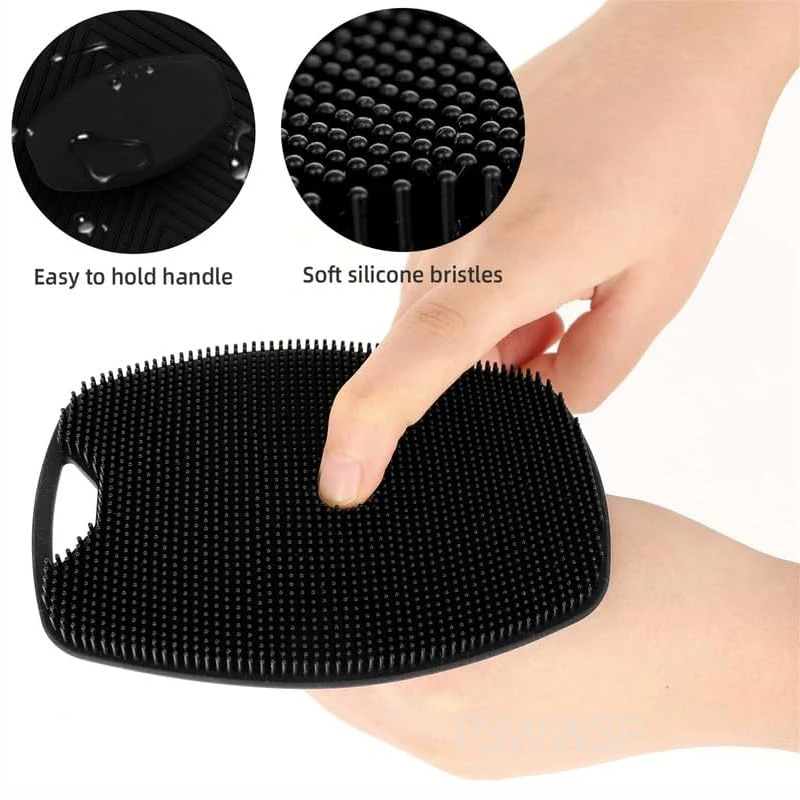 Silicone Body Scrubber Bath Wash Brush Exfoliating Body Brush Shower Face Scrubber Handle Wet & Dry Brushing for Man Women