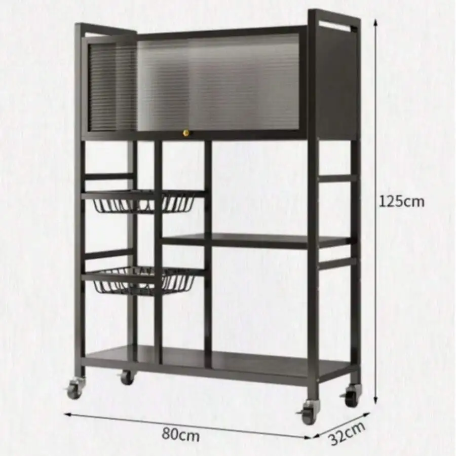 IRIS Wheel Type Rolling Mesh Basket Storage Rack, Multifunctional Storage Rack, Food Service Display Stands, Suitable For Home, Office, Dormitory, Bedroom, Study, Organization And Storage,Multi-Layer Storage Rack With Wheels